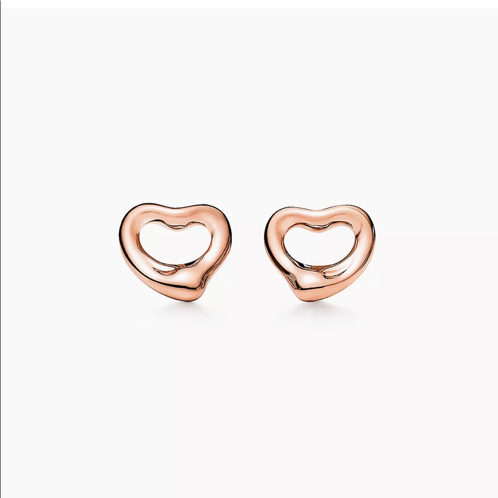 Tiffany & Co. 18k Rose Gold Elsa Peretti Open Heart Stud Earrings